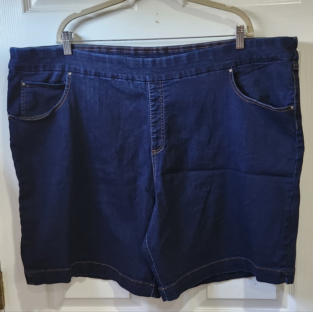 Terra & sky dark denim stretch pull on shorts women's size 4X - Picture 1 of 5
